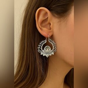 Silver Lotus Earrings